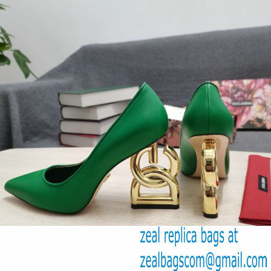 Dolce  &  Gabbana Heel 10.5cm Leather Pumps Green with DG Pop Heel 2021